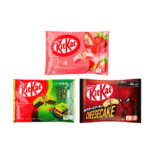 キットカット チョコレートウエハースビスケット ストロベリー味+抹茶ココア味+ニューヨークチーズケーキ味, 12.00 oz【3種 3コンボパック】【スパイダーマン コラボ】