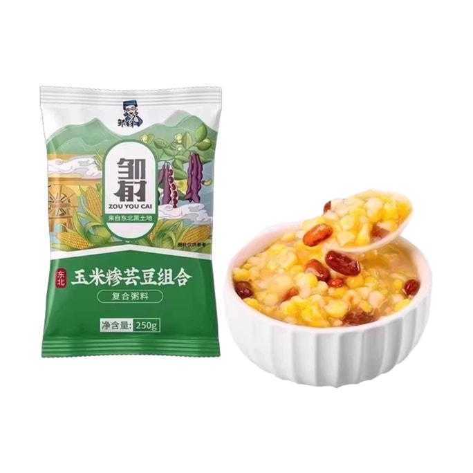 【中國直郵】 鄒有才 東北玉米粒糝紅芸豆混合雜糧粥250g*1袋