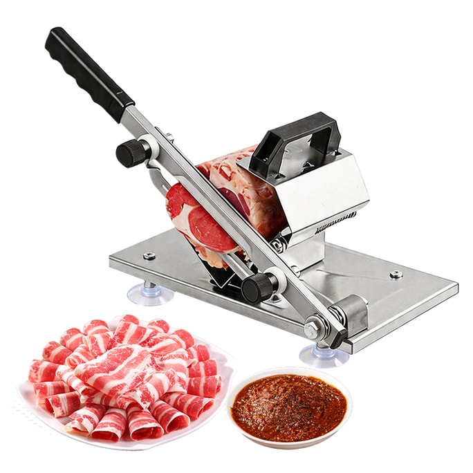 Electric frozen meat slicer – 410 stainless steel, adjustable thickness, stable. For beef/lamb rolls, hot pot, BBQ, home & restaurant use.