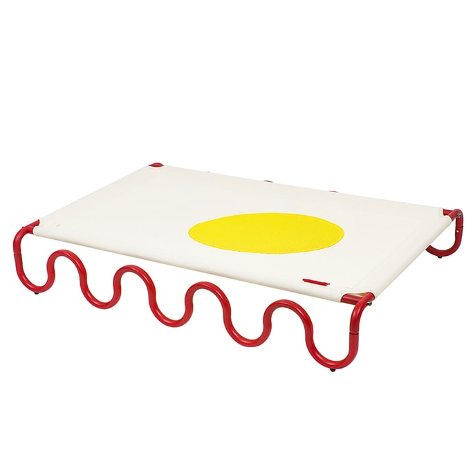Wavy Army Elevated Dog Bed Medium White/Yellow