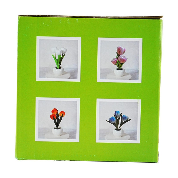 鬱金香小夜燈LED 輕奢氛圍精美擺件 陶瓷花盆 電池款 粉 8