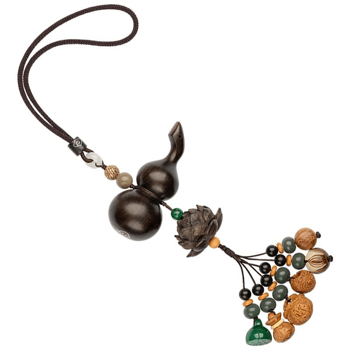 A Reading Harmony Ebony Inlaid Gourd Lotus Car Pendant Ebony Waist Peace Style *1 Piece