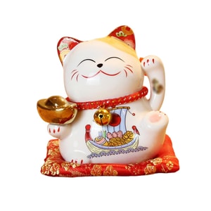 Maneki Neko Ceramic Home Decor Creative Japanese Lucky Cat Small Piggy Bank Gift Abundant Wealth White F 1 Piece