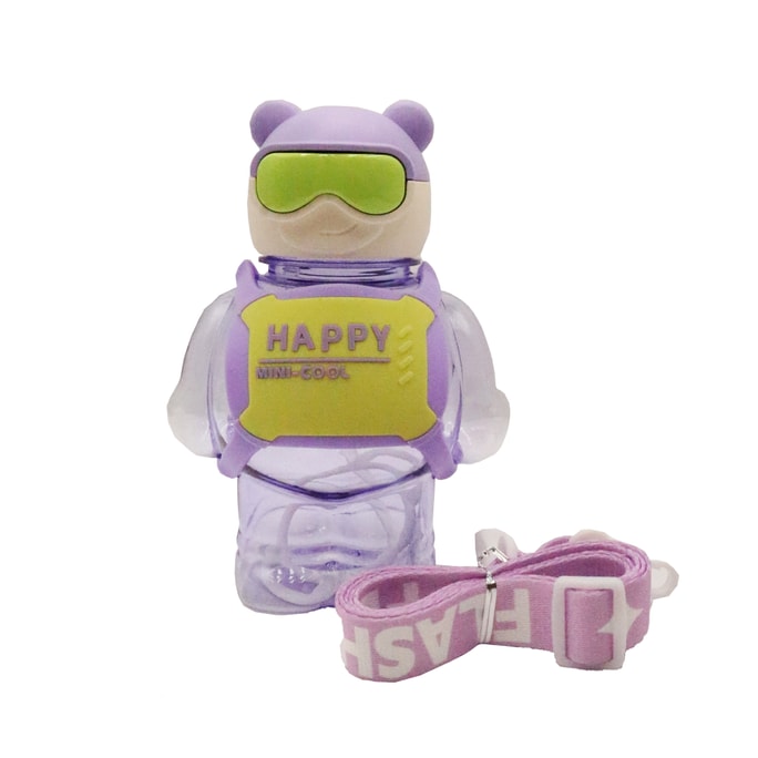 Straw large capacity water cup Purple Cool 850ml Bear style (with shoulder strap)