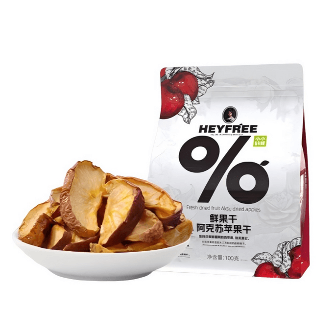 [중국 직배송] 타이니미 두툼하게 썬 악수 사과 슬라이스, 오리지널 맛, 신장 농업과학원 공동 개발, 신선한 과일 건조 제품, 천연, 무설탕, 간식, 물에 불려 먹을 수 있음, 1봉지 100g