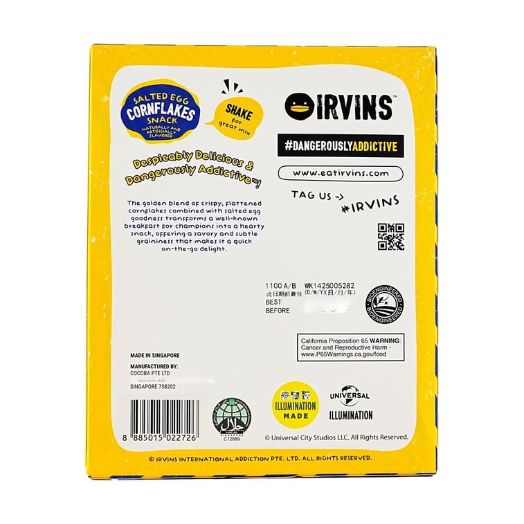 新加坡IRVINSx神偷奶爸小黃人聯名款 鹹蛋黃玉米片 5包入 45g 3