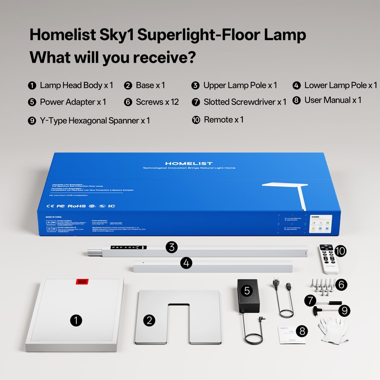 Moonshadow 150W 13000LM 超高輝度フルスペクトル街路灯。モーションセンサー、自動調光、タッチおよびリモコン機能を搭載。色温度4000K。ホームオフィスや書斎のフロアランプとして最適です。 7