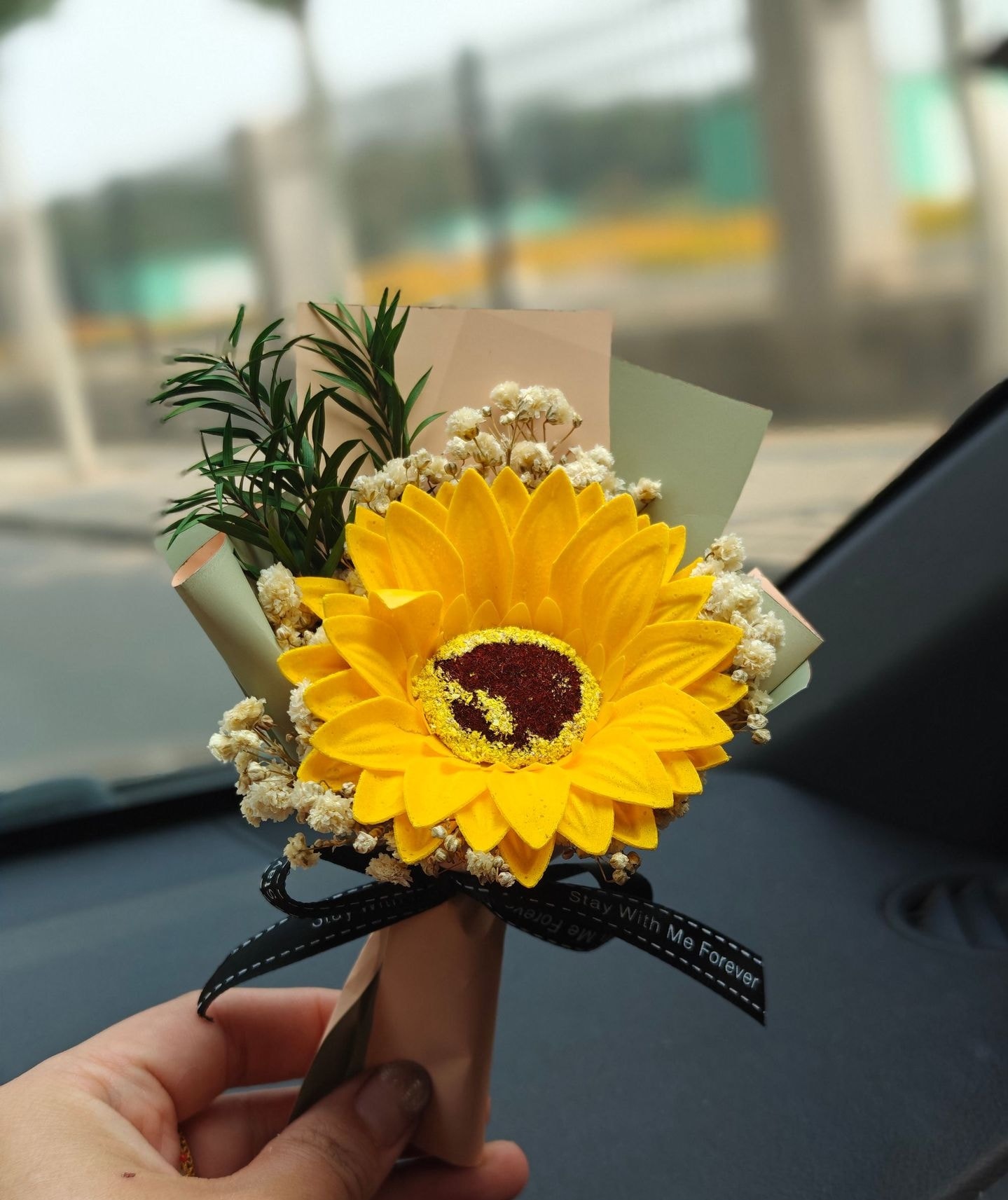 狐尾甄选 车载香水迷你干花花束+2ml 香水 车载饰品 香薰 空调出风口 淡香 装饰 礼物-烈焰情书 1个