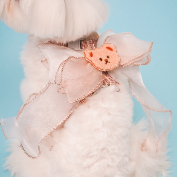 美国Purry Purry Teddy Bear猫狗通用胸背带(含牵引绳) 粉色 小码