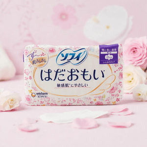 日本UNICHARM尤妮佳 苏菲温柔肌棉柔卫生巾 多量日用护翼型卫生巾 26cm 16片入 敏感肌