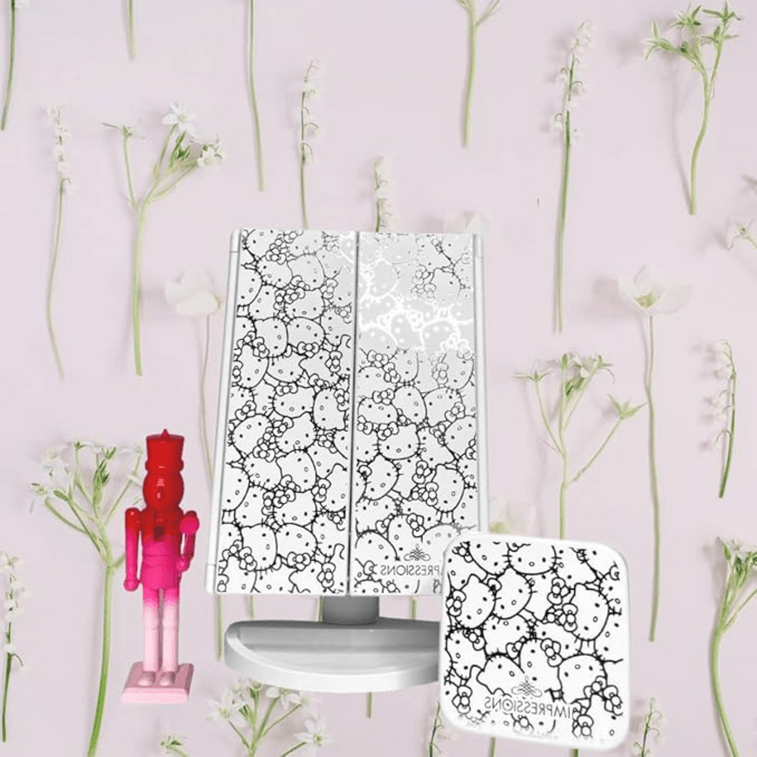 アメリカンインプレッション ドレッシングテーブル ハローキティ ライト付きメイクアップミラーセット - LEDライト付きコンパクトミラー 5