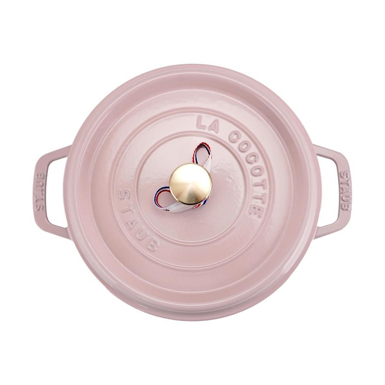 Round Dutch Oven, Enamel - coated Cast - iron with Double Ears, Peony Pink,4QT 6