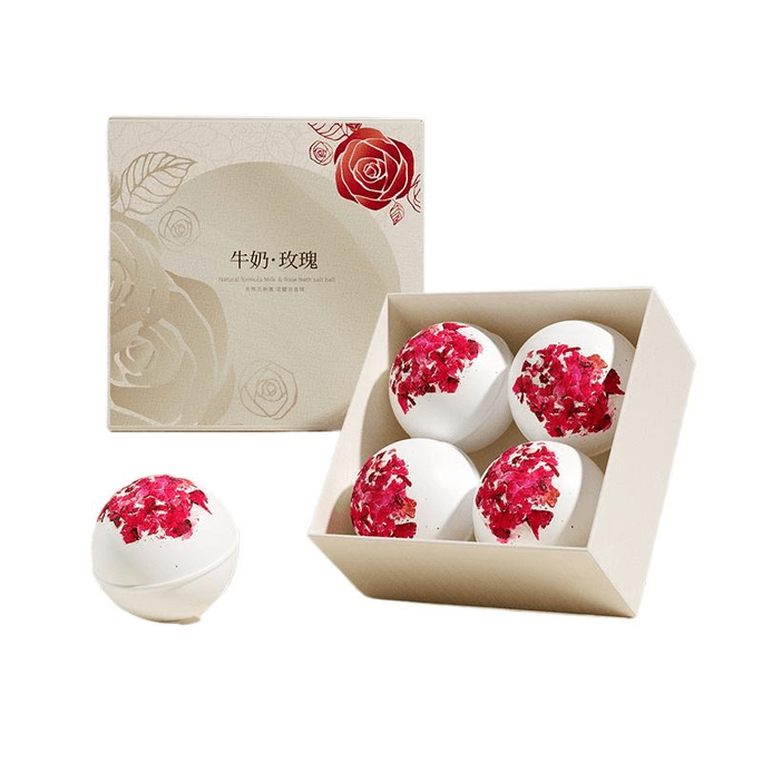 Escape Bath Ball Rose Petal Milk Bath Bubble Bath Bath Ball Bath Artifact Bath Salt120g*4 Pcs *1 Box