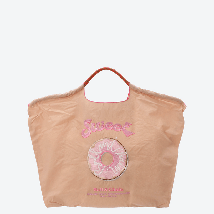 【日本直邮】Ball Chain刺绣环保袋 购物袋大容量 粉色甜甜圈大号