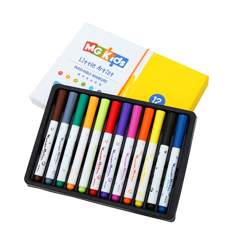 Campari Shop - M&G washable watercolor pen with stamp 12 colors - KIDS SAFE  & NON TOXIC : Marker pens for kids has no hazardous chemicals, the drawing  pen made of environmental