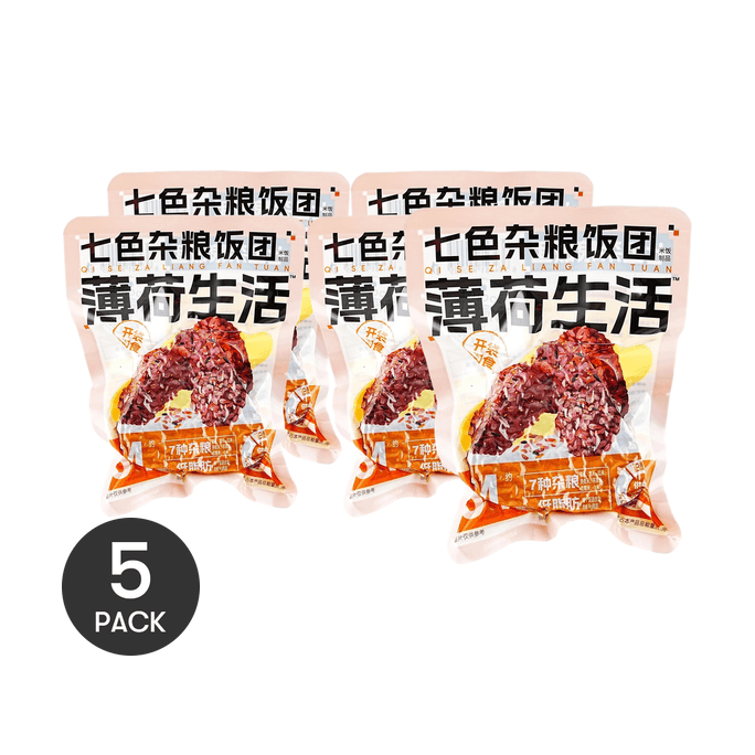 薄荷健康 薄荷生活 七色雜糧飯糰 80g *5【5份超值裝】【含粗糧糙米】【低脂粗纖輕卡早餐代餐】【開袋即食米飯】【亞米獨家】