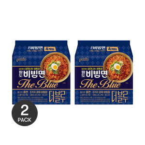 The Blue Bibimmen Premium - Instant Noodles 4.76oz*4 Packs *2【2 Packs】【8 Fruit & Vegetable Sauce】