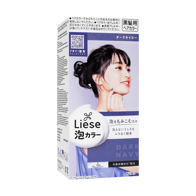 日本KAO花王 LIESE PRETTIA 泡沫染髮劑 #暗夜藍色 夜海深藍 單組入 附染髮工具+護髮素【超A藍黑色】