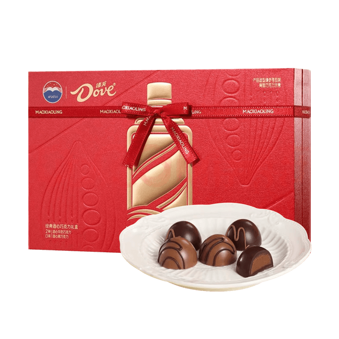 Dove x Maotai 공동 브랜드 클래식 주류 충전 초콜릿 선물 상자, 4.23온스