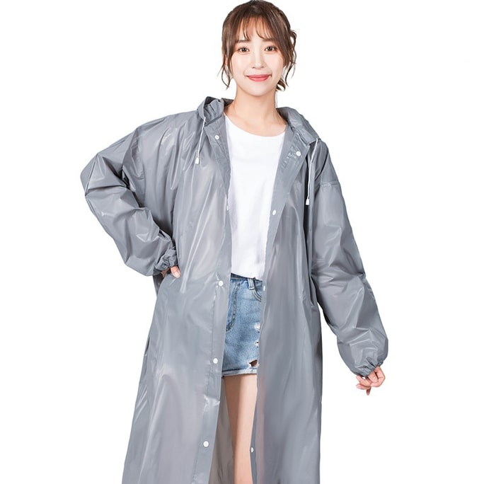 Unisex Outdoor Travel Fashion Adult Raincoat Thick Transparent EVC Waterproof Rain Poncho Coat Adult gray 1 pc