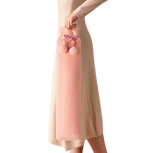 【中国直邮】 HSPM 新款MAX级超长持久保温加厚暖全身热水袋 粉色仿兔毛 2250ml中号 1个