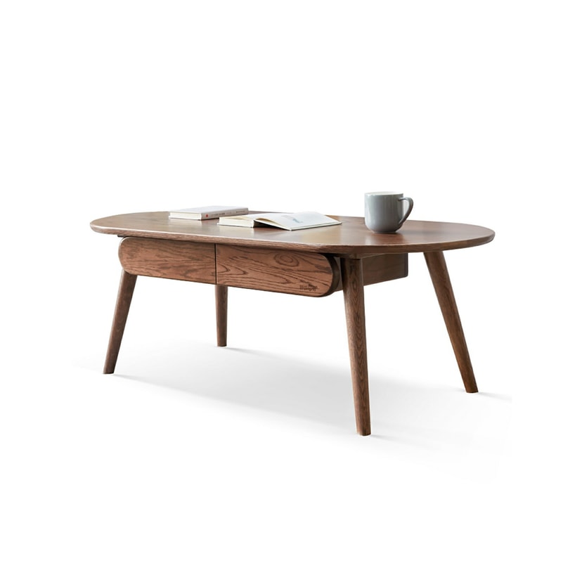 Fancyarn Solid Wood Coffee Table Oval Walnut 1.2m
