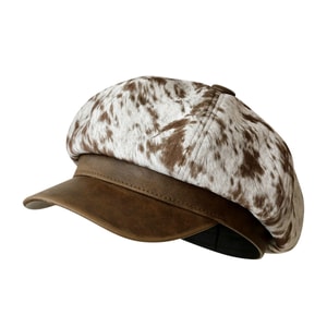 【中国直邮】 HSPM 秋冬女生毛呢八角帽 文艺复古画家帽 大版型显脸小报童帽子 咖啡雪豹纹F 1顶