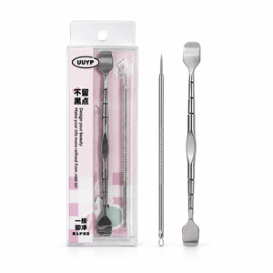 Blackhead Remover & Comedone Extractor 2‑Piece Set, Stainless Steel Skin Scraper, For Blackhead, Acne & Pore Cleansing, Home Facial Care Tool Kit, 1 Box