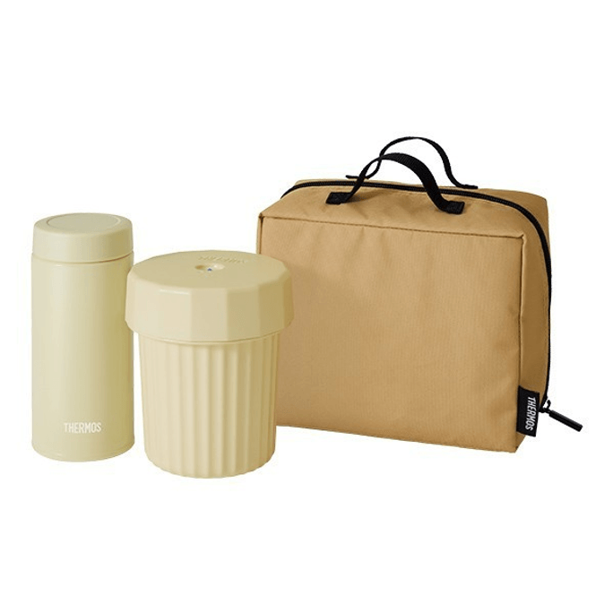 THERMOS Double-layer insulated stewing beaker set Beige 360ml