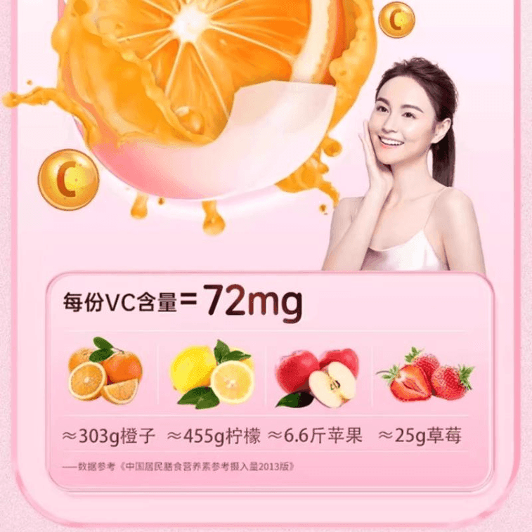 【中國直郵】 21金維他 多種維生b群維生素C菸鹼醯胺咀嚼片 60片*1瓶【推薦拍5瓶】