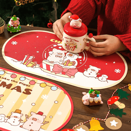 川岛屋 LULU猪圣诞餐垫 隔热垫餐桌防烫耐高温碗盘垫西餐垫 水晶球款 27cm
