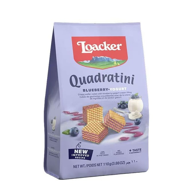 【中国直送】イタリア LOACKER ライカ 輸入ブルーベリーヨーグルト味サンドウェハース110g*1袋