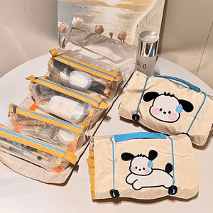 Large Capacity Cute Folding Makeup Bag Travel Storage Bag Running Puppy