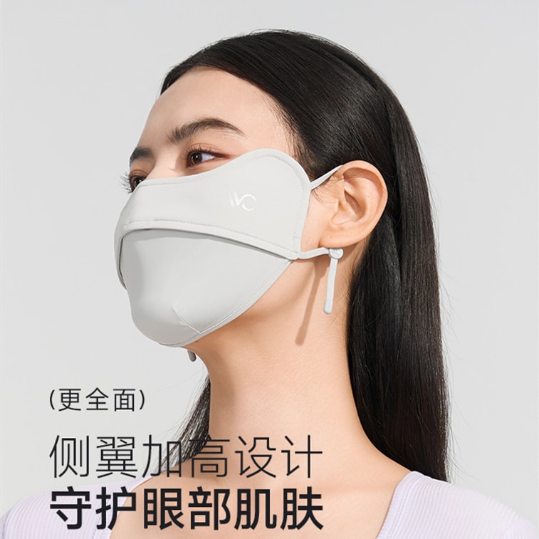 【中国直邮】VVC  防晒口罩凉感女护眼角夏季防紫外线透气显脸小不勒耳防晒面罩  时尚黑 4