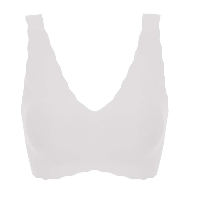 Ubras Women's Wireless Deep-V Wavy-Edge Vest Bra. Free Size Removable Pad  White