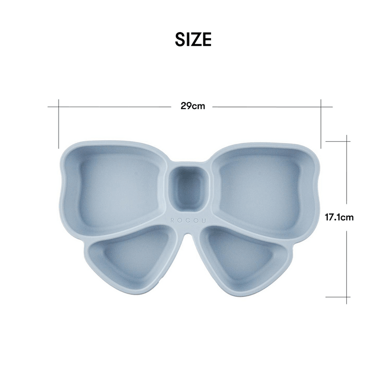 아기 실리콘 접시 먹이기 접시 보우, 바닐라 블루 6.7인치 x 11.4인치 x 1.3인치 7