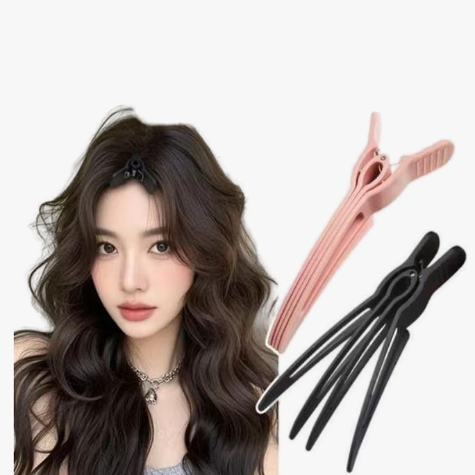 同じ供給元から仕入れた、革新的なデザインのハイクラウンヘアカーラー（黒、白、ピンクの3点セット）は、髪の根元をしっかり固定し、跡を残さず、前髪をスタイリングできます。