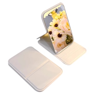 New Portable Makeup Mirror Travel Foldable Mirror White F 1 Piece