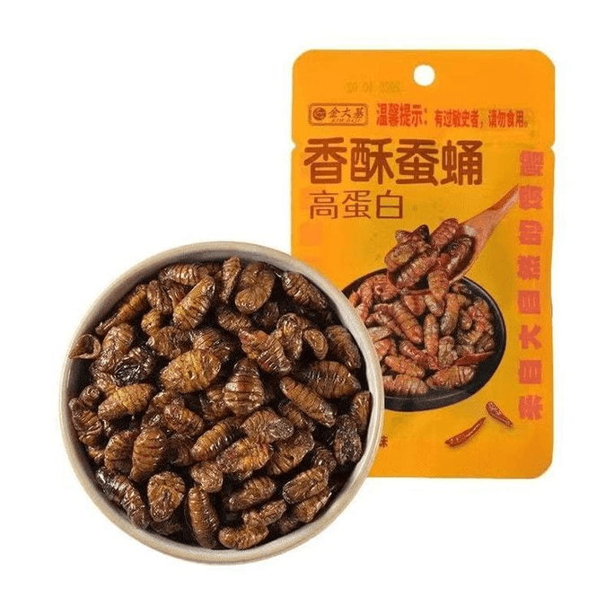 Jindaji Crispy Silkworm Pupa Spicy Flavor 10g X 10 Bags