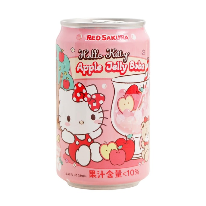 台灣紅櫻花x三麗鷗 HELLO KITTY 蘋果蘆薈波霸爆爆珠飲料 310ml
