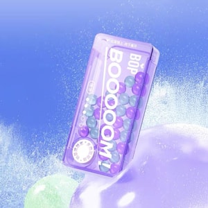 Chewing Gum Balls One Box with Dual Flavors Low Calorie 0 Sugar 30pcs Juicy Grape + Jasmine Tea Flavor