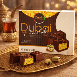 意大利DOLCELLA  迪拜巧克力礼盒 开心果脆面包丝夹心牛奶巧克力 264g【网红爆款】