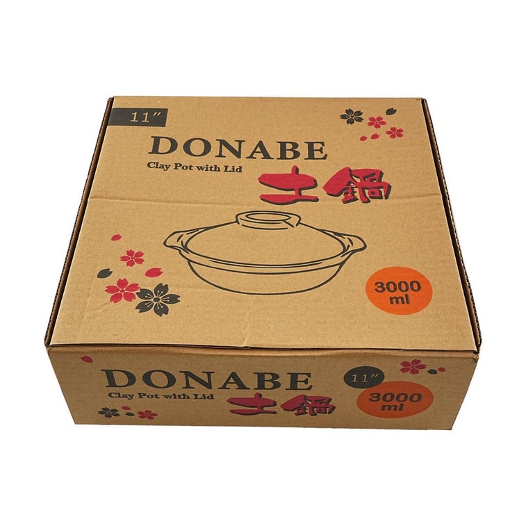 Rabbit & Flower Japanese Clay Pot Donabe,101 oz,11"Dx4"H(6.5"H) 4