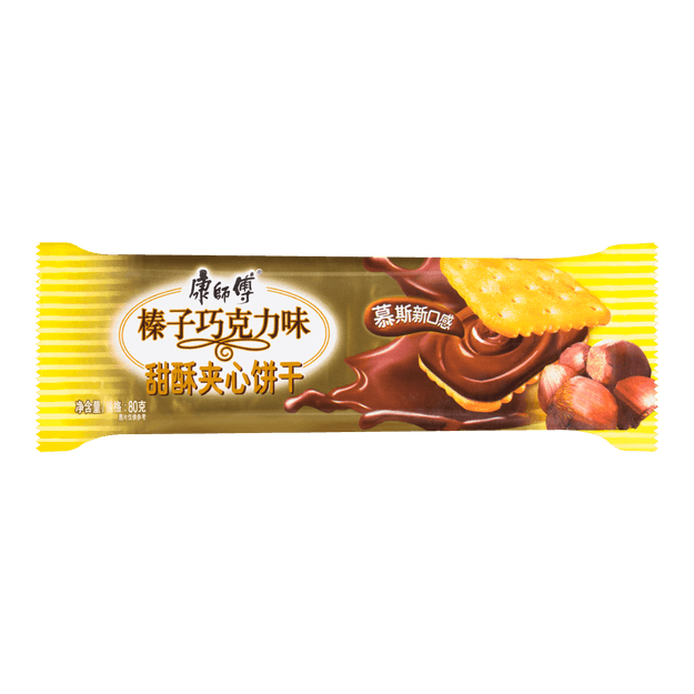商品详情 - 康师傅 甜酥夹心饼干 榛子巧克力味 80g - image  0