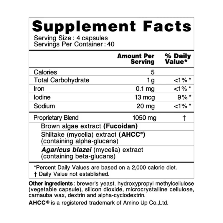 日本 自然醣 褐藻糖胶AHCC® 10瓶送1瓶 每瓶160颗​ 天然免疫支持 两种褐藻糖胶与AHCC®完美结合 用于肝脏保护与免疫辅助 减少肝发炎反应 全面提升免疫力 3