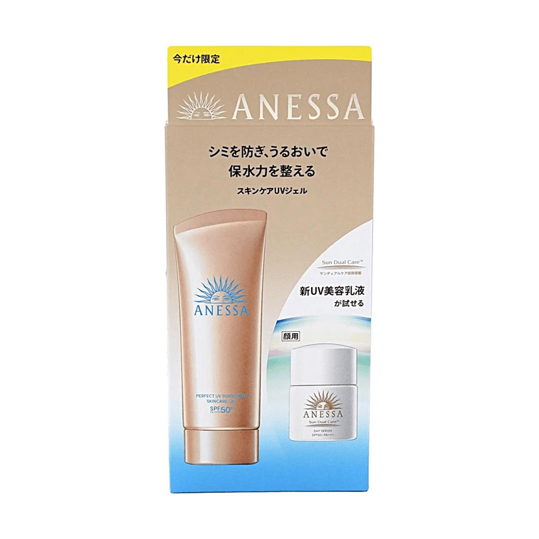 Anessa Sunscreen Perfect UV Skin Care Gel SPF50+ PA++++, 3.17 oz +  Sun Dual Care 6ML 9