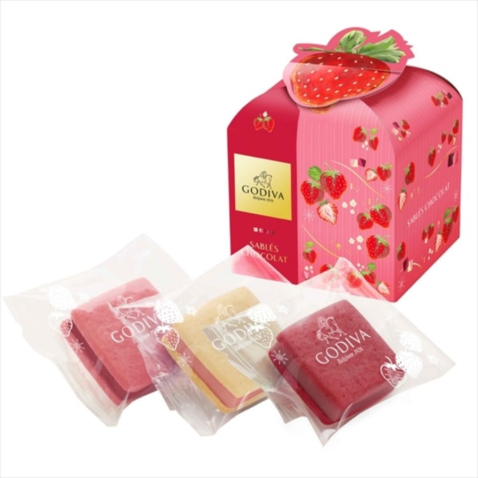 【日本直邮】 比利时 GODIVA 日本 2026年情人节 期间限定 草莓巧克力什锦酥饼 3片装