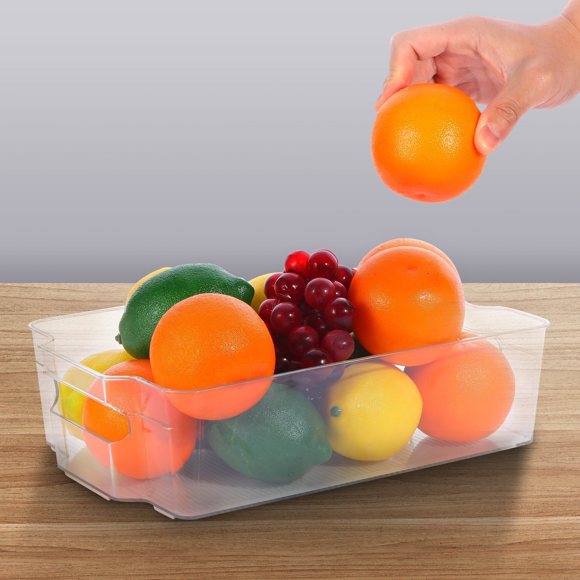 ROSELIFE 蔬果分類廚房冰箱收納盒12.6"x8.6"x3.5" 2裝