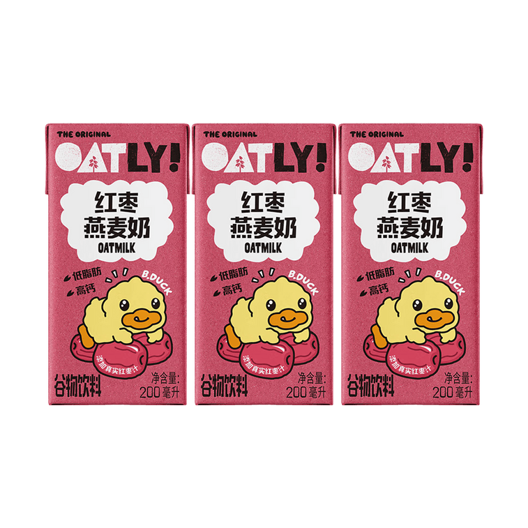 Oatly Red Date Oat Milk 6.76 fl oz * 3 packs【Little Yellow Duck Collaboration】 3
