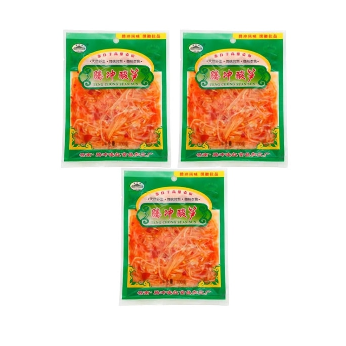 Tengchong Sour Bamboo Shoots – 100g*3 Bags  Dai Style Fermented Bamboo Snack 